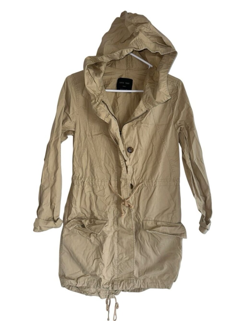 Love Tree Jacket Women's S Tan Anorak Drawstring Hiking Gorpcore Preppy